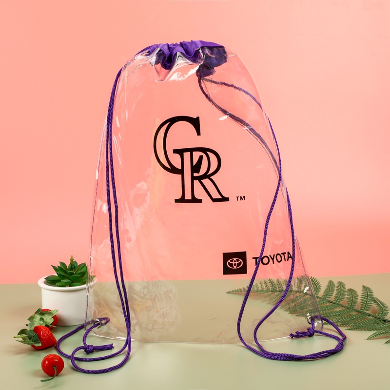 塑料透明包装袋PVC束口袋抽绳收纳袋可印logo透明拉绳袋