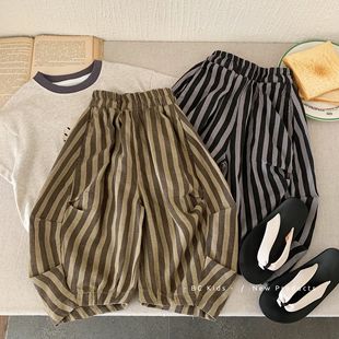 Children's Casual Pants Bang Cheng 2025 Summer New Boys Striped Machete Pants Small and Medium Children's Pants H0180