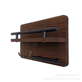 厂家现货批发实木墙壁钥匙架壁挂式木制置物架收纳架玄关带钩挂架