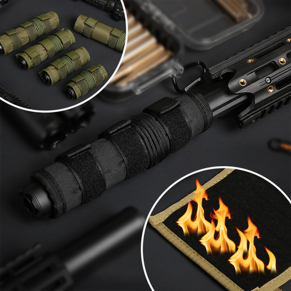 4/5/6/7/9-inch tactical sniper suppressor protective case, paint protection camouflage cover, scratch-resistant fabric cover, front tube decoration.