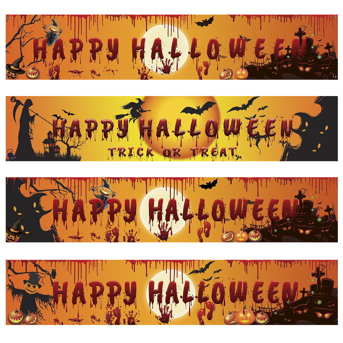 万圣节新产品派对横幅拉旗血手装饰横幅背景布置