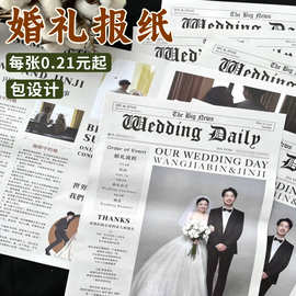 婚礼报纸请柬定制折页喜帖纸质邀请函创意结婚订婚请帖日报打印