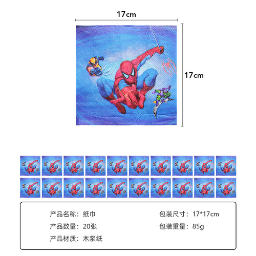 Foreign Trade Spider-Man Birthday Party Paper Plate Paper Cup Spider-Man Party Tableware Set Amazon Birthday Supplies Factory