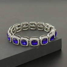 嘻哈镶钻冰糖手链蓝色钻男女炫车朋克方糖链手镯bracelet手环跨境