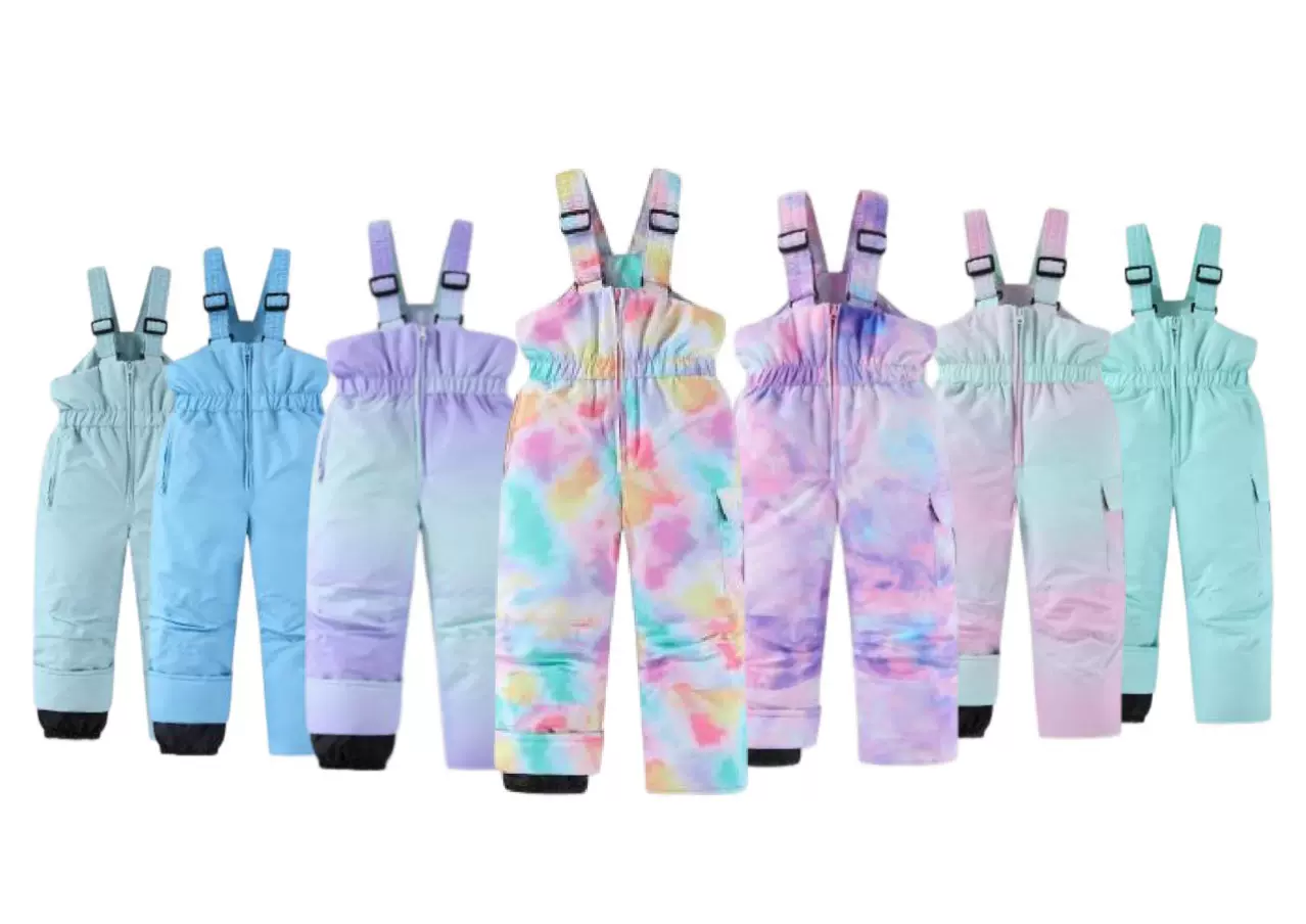 2025新款儿童滑雪服裤女童加厚保暖连体印花滑雪套装冬季童棉服