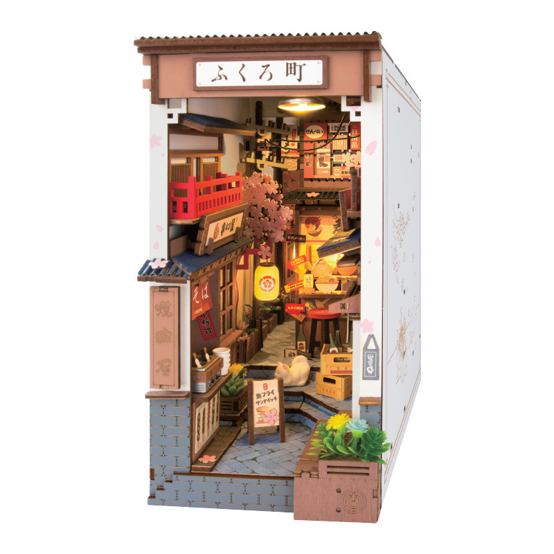 Ruolai magia carril oscuro libro soporte DIY casa hecha a mano tridimensional rompecabezas juguete de escritorio creativo montado juguete de regalo