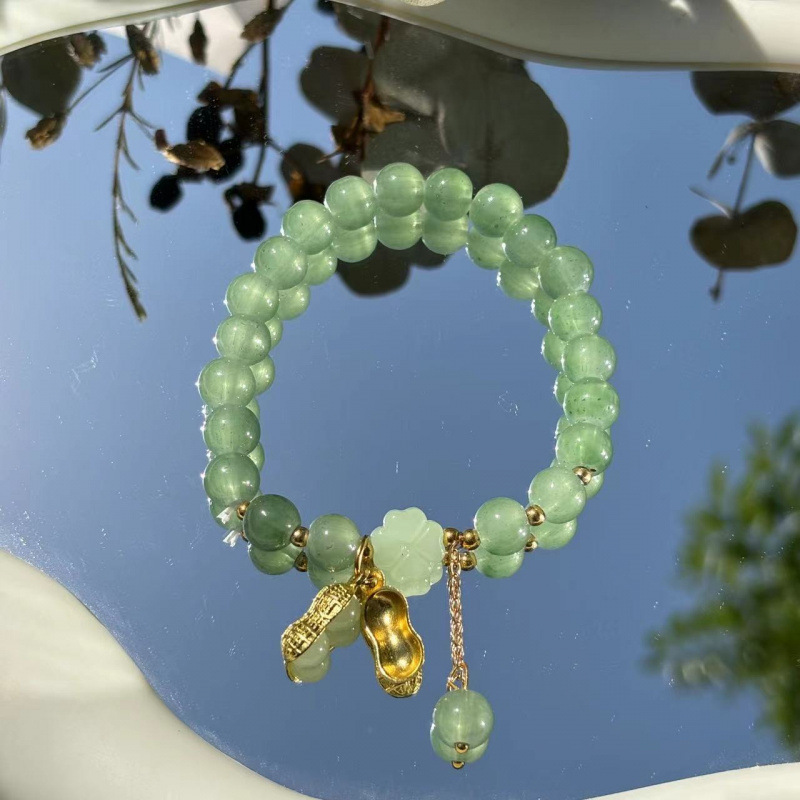 S048-그린 땅콩 동린 옥구슬 팔찌#SZ355용