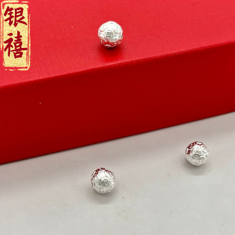 999 Silver Money Passepartout Round Bead Hard Silver Copper Coin Rope Beaded DIY Jewelry Accessories Wholesale