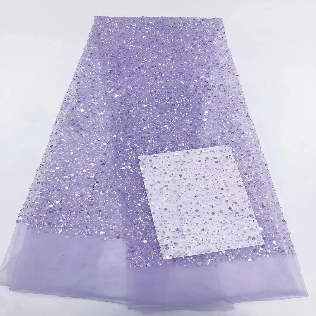 2022 Venta caliente completo perla bordado tela moda cristal lentejuelas encaje tela vestido de novia moda tela JX2025