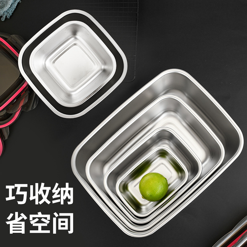 Funbao 304 ステンレス鋼の鮮度保持ボックス密封された漏れ防止冷蔵庫冷凍庫ボックス正方形加熱可能なランチボックスセット|undefined