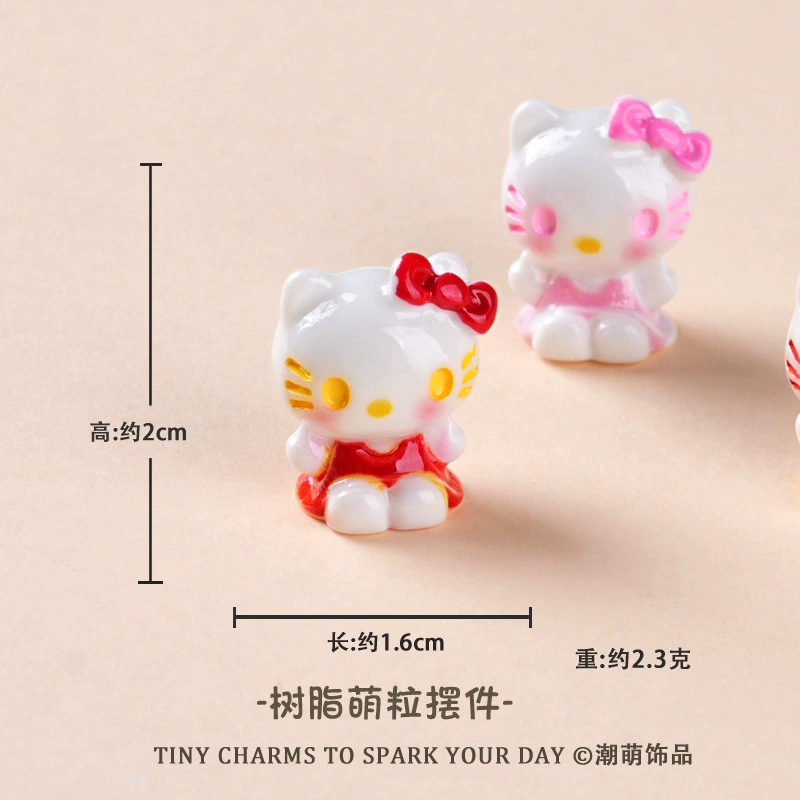 Брелок (Hello Kitty) сидящая Китти из смолы, аксессуар для рукоделия, 1,6×1,2×2 см, лёгкий