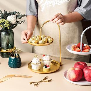 Light Luxury Household Fruit Plate Dessert Table Cake Tray Double-Layer Dried Fruit Snack Snack Plate Living Room Storage Ornaments