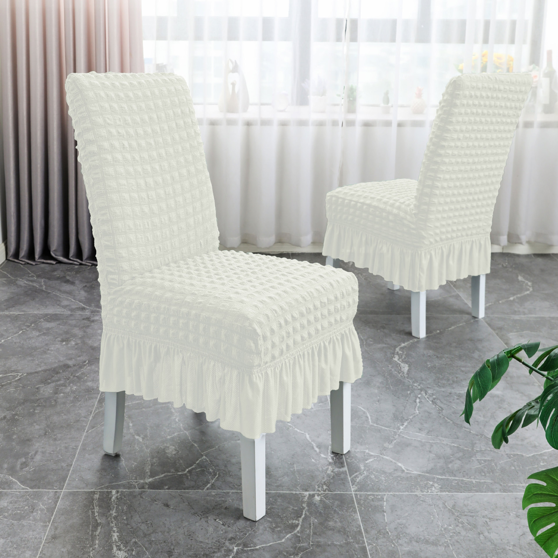 Nuevo estilo silla cubierta Seersucker falda integrada todo incluido sala de estar mesa de comedor silla cubierta universal engrosada ins estilo