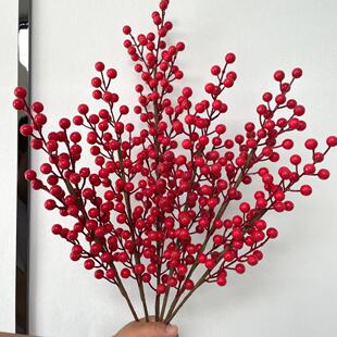 Artificial fortune fruit red fruit Spring Festival winter green fruit small fan eucalyptus New Year blessing bucket home flower arrangement accessories