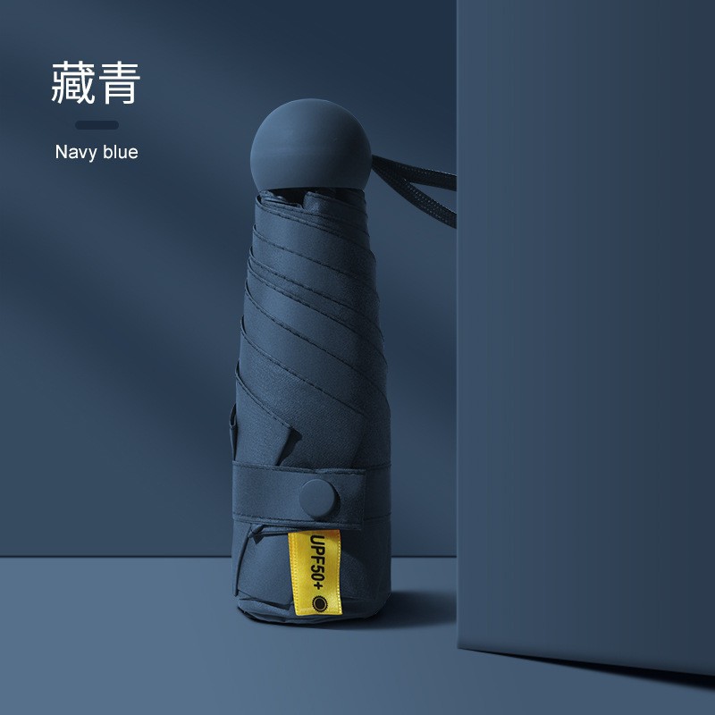 Cápsula paraguas protección solar Protección UV paraguas reforzado de ocho huesos paraguas cinco veces pequeña sombrilla portátil