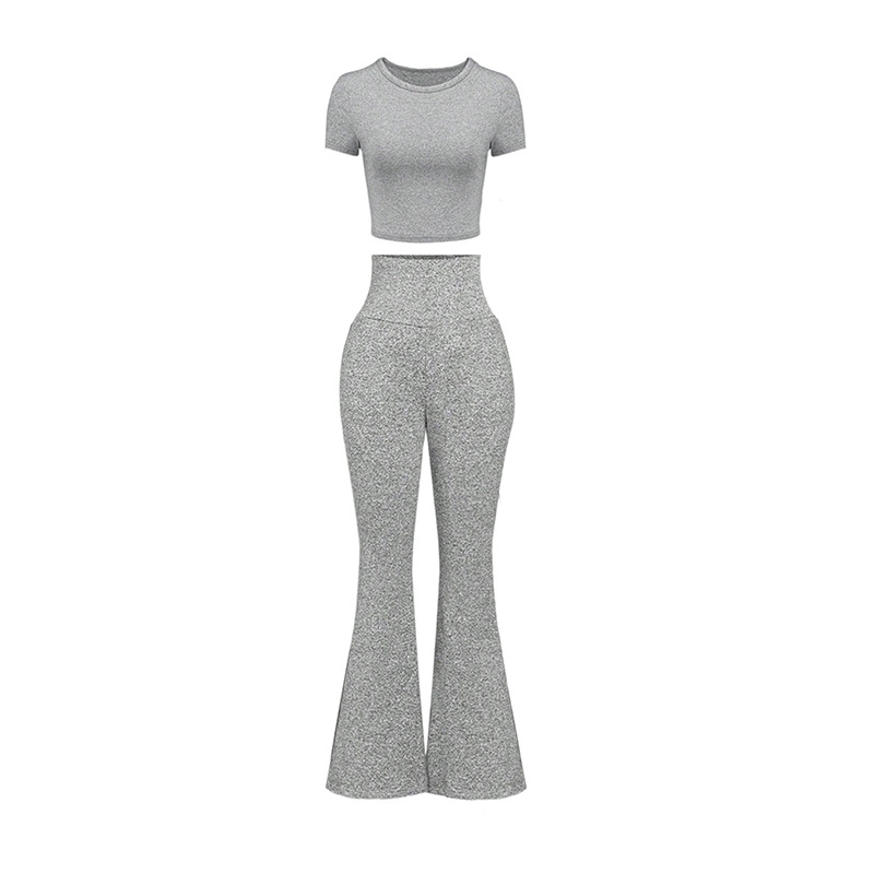 Women's Clothing High-Waisted Flared Pants Women's Spring/Summer Casual Sportswear Cropped Short-Sleeved Multi-Occasion Style_ecoleips.com