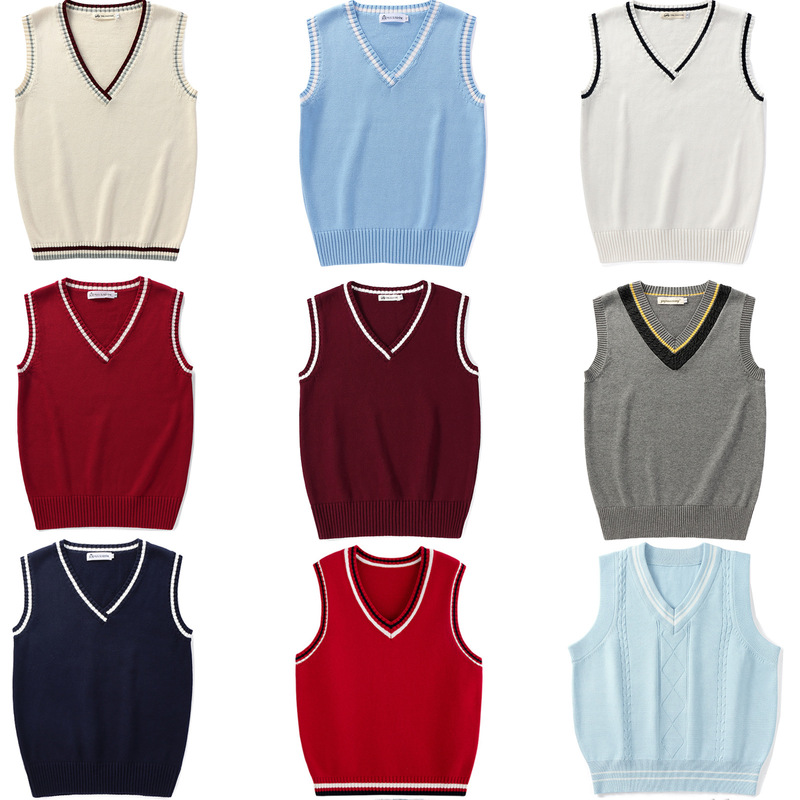 Men's and Women's Couple Knitwear Sleeveless Uniform Vest Japanese Style V Neck Pullover Autumn and Winter Class Uniform School Uniform Student Knitwear Ma
