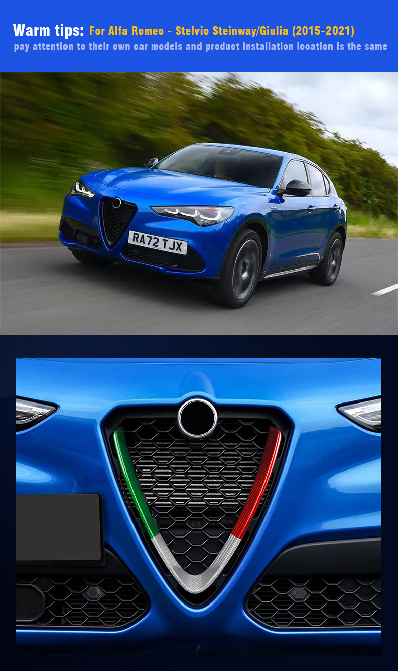 Cross-Border Suitable for Alfa Romeo Juliet Real Carbon Fiber Grille Decorative Stickers Exterior Modification Decorative Stickers