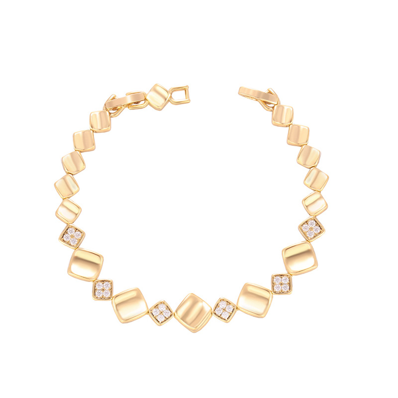 Pulsera de Empalme Geométrico Cuadrado de Aleación de Cobre Galvanizada para Mujer