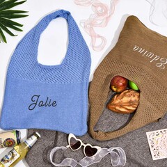 Etsy個性的な刺繍春夏秋冬ドーパミンニットの透かし彫りバッグ