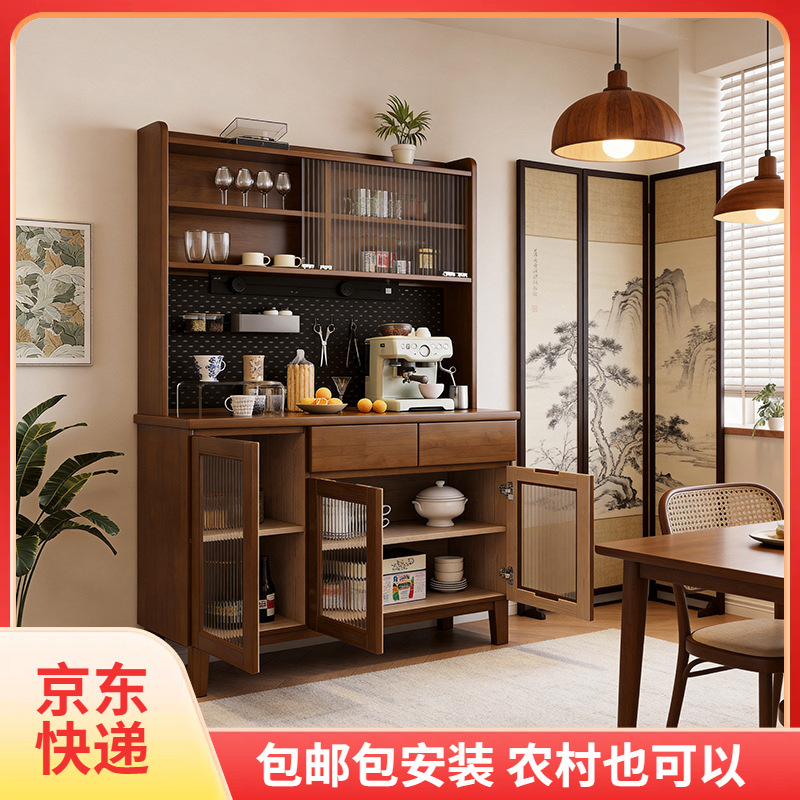 Solid Wood Sideboard Storage Cabinet Kitchen Wine Cabinet Integrated Wall-Mounted High Cabinet Storage Rack Dining Room Home Entryway Storage Cabinet