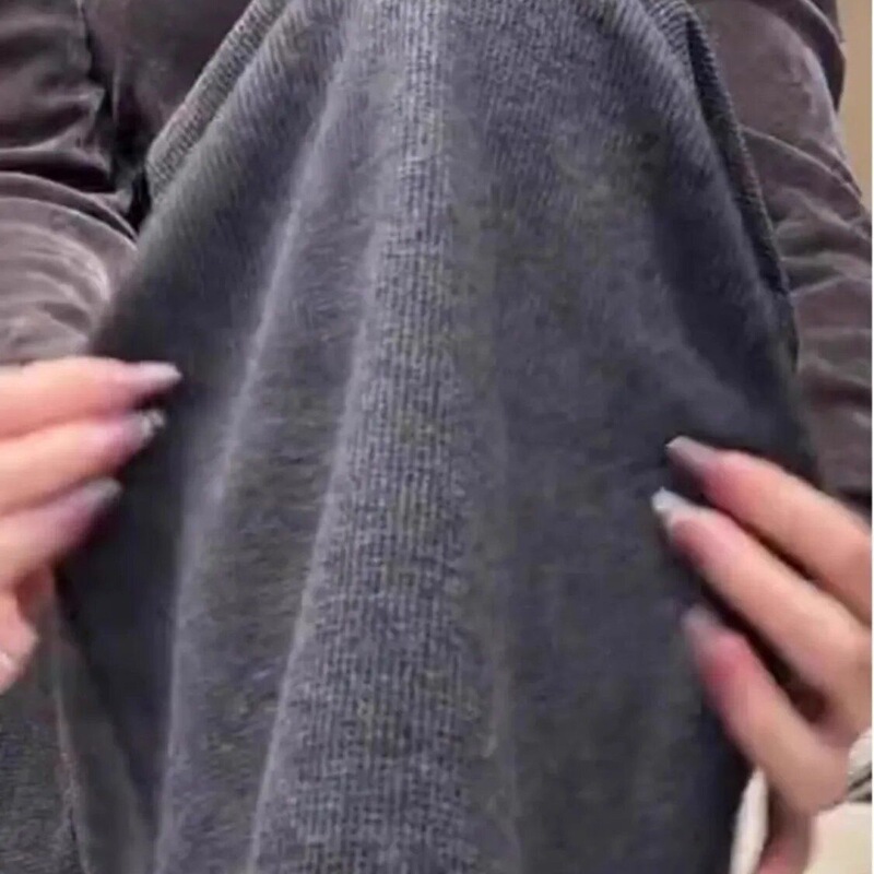 慵懒风加厚高腰直筒休闲裤女秋冬大码胖mm窄版显瘦宽松垂感阔腿裤|undefined