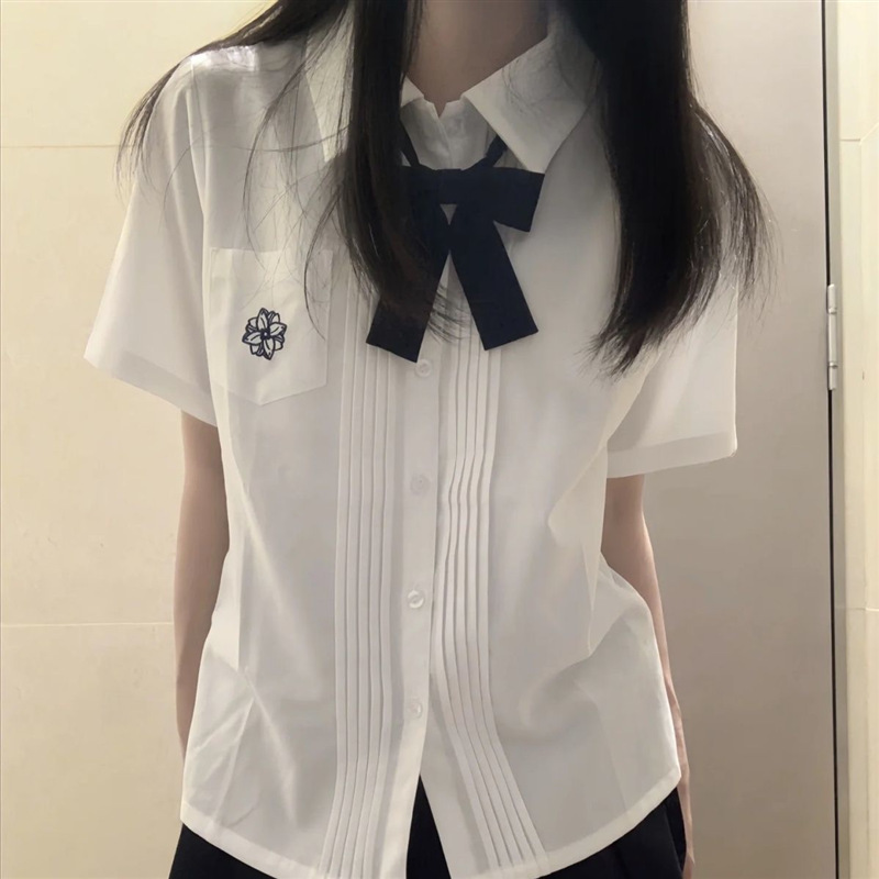Japanese style jk uniform shirt original Orthodox preppy style summer short sleeve organ pleated class uniform pleated skirt suit shirt