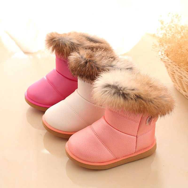 Children's snow boots are waterproof in winter, plush and thickened to keep warm. Baby's anti-skid boots are for girls,_voghion.com