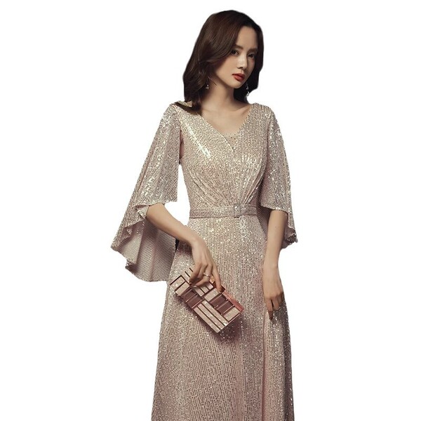 Fashionable golden small summer evening dress