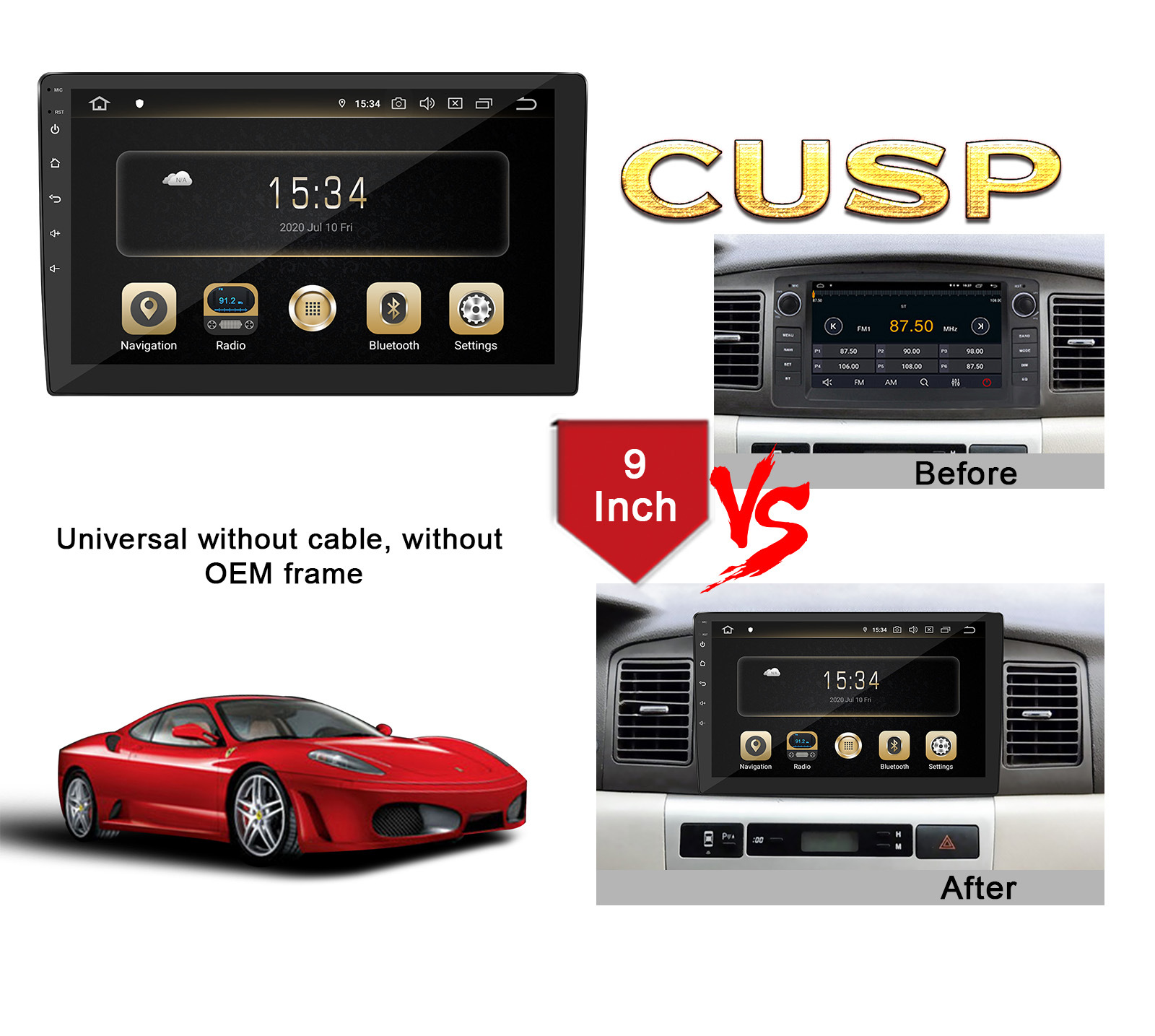 Wireless Carplay 9-inch Car Navigation Smart Screen GPS