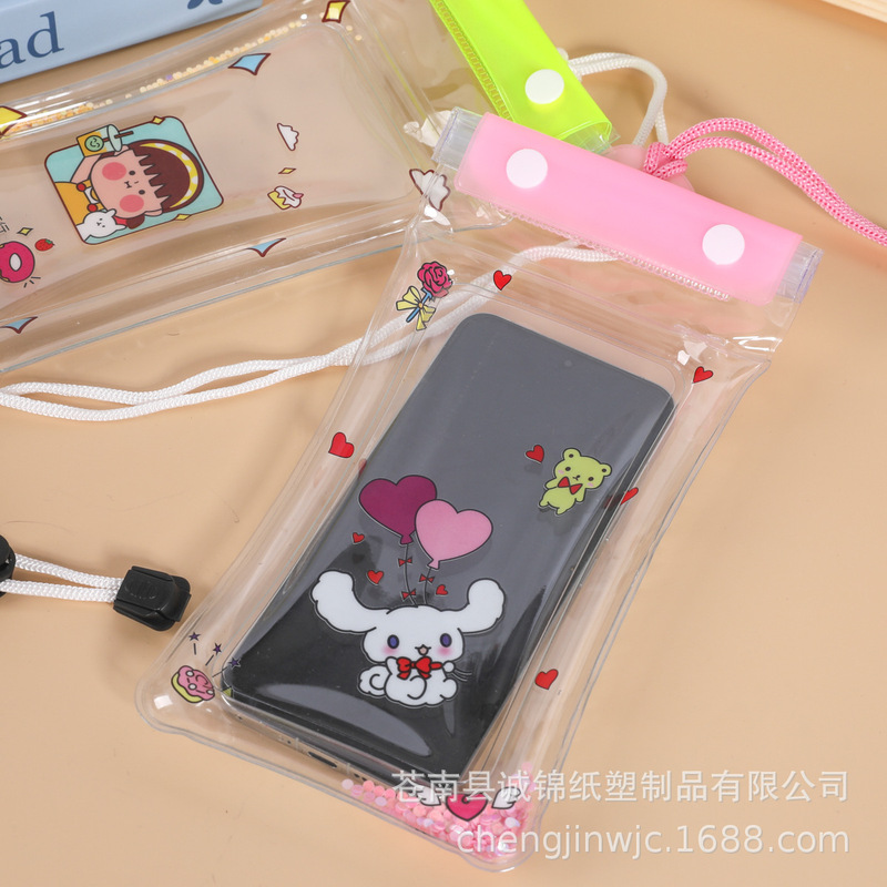 三つ折り漫画エアバッグ携帯電話防水バッグかわいいフレッシュな携帯電話バッグ屋外漂流タッチスクリーンpvc防水バッグ|undefined