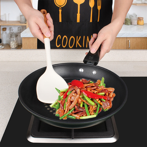 New style wooden handle silicone kitchen utensil set kitchen household spatula soup spoon high temperature resistant non-stick cooking tool