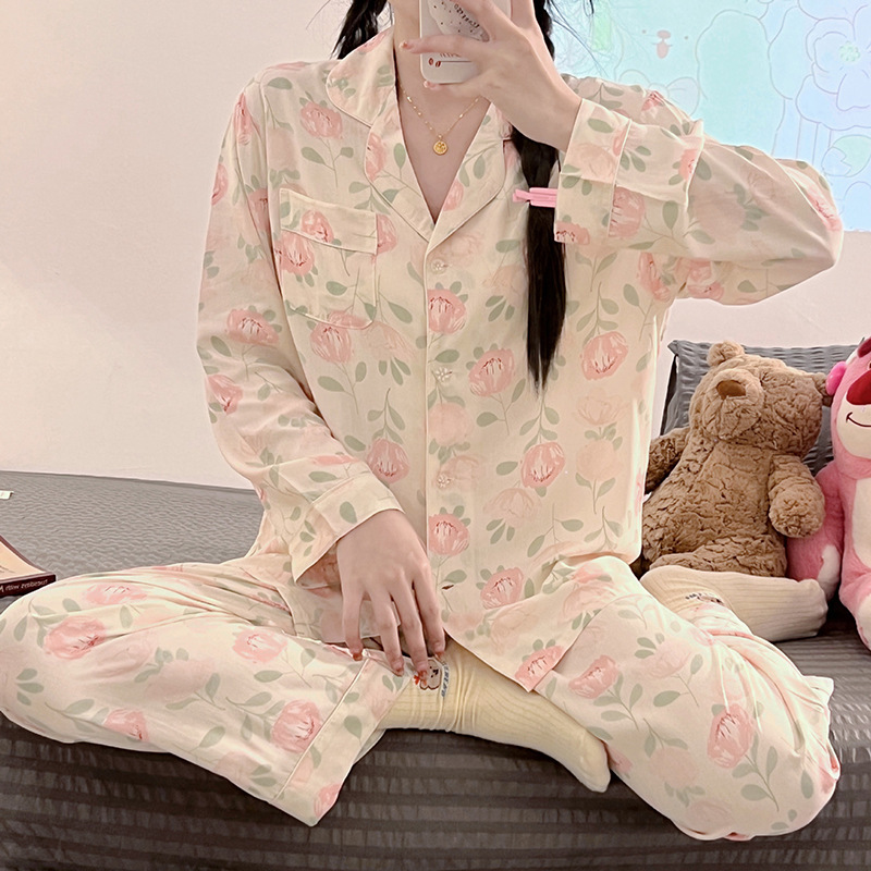 女性用夏の綿シルクパジャマ、長袖、薄手のホーム服、通気性、吸汗性、柔らかい綿シルク、大きいサイズのスーツ、ドロップシッピング|undefined