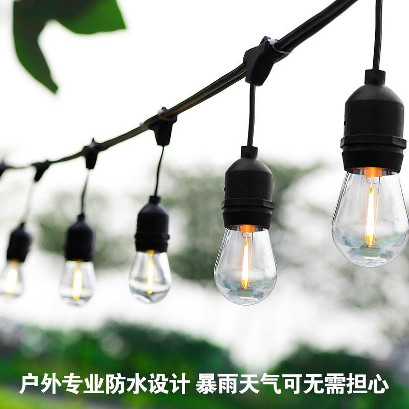 Outdoor S14 Solar String Lights Waterproof Outdoor Fairy Lights Camping Light String Atmosphere Light Strip Courtyard Remote Control String Lights