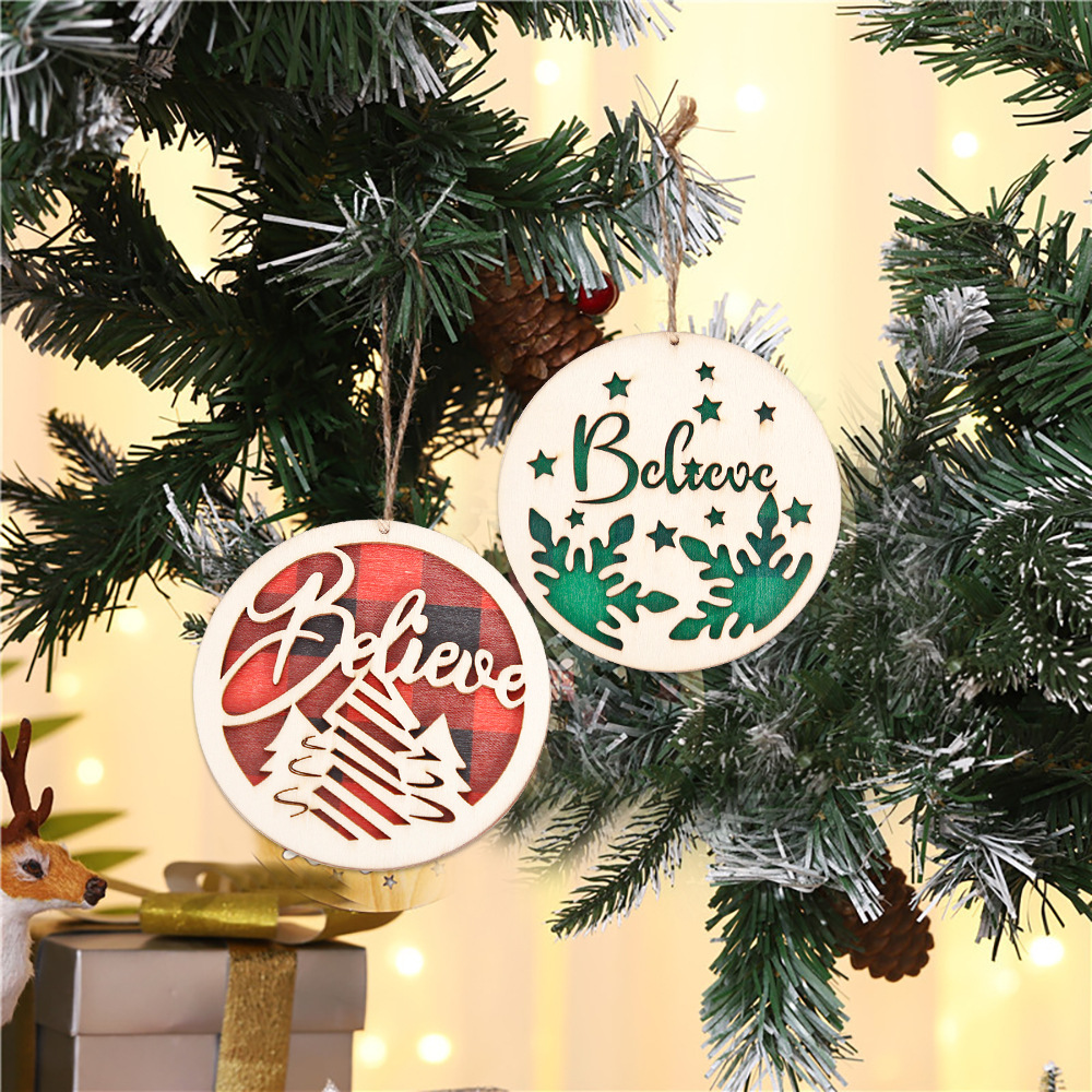 Christmas Wooden Door Plate Pendant Interior Decoration Party Decoration Christmas Decorations Wooden Plate Hanging Ornament_voghion.com