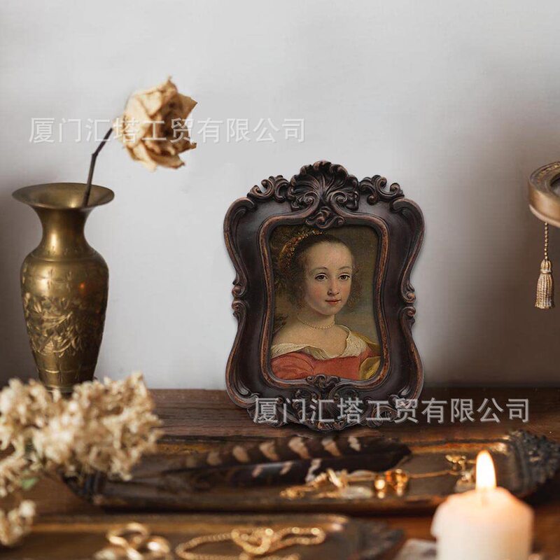 Korean Carved Resin Photo Frame Retro Golden Picture Frame Cross-Border Amazon Home Decoration Soft European Style Photo Frame