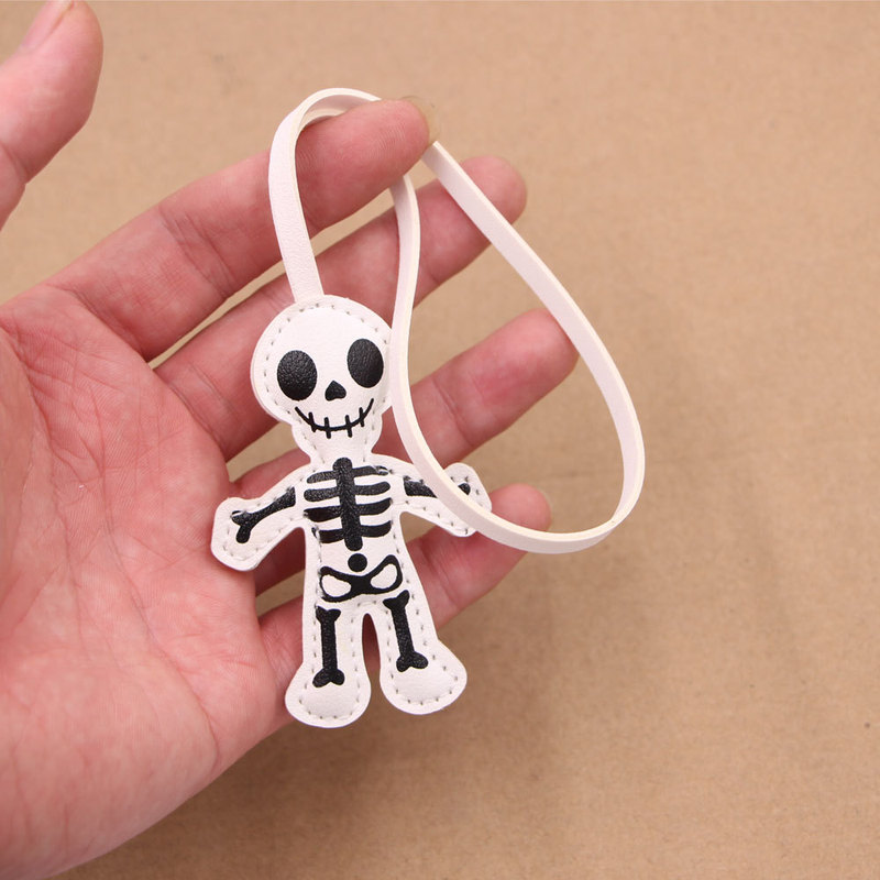 Quirky human skeleton specimen skull leather bag pendant Halloween bag charm gift clothing accessory Quirky human skeleton specimen skull leather bag pendant Halloween bag charm gift clothing accessory