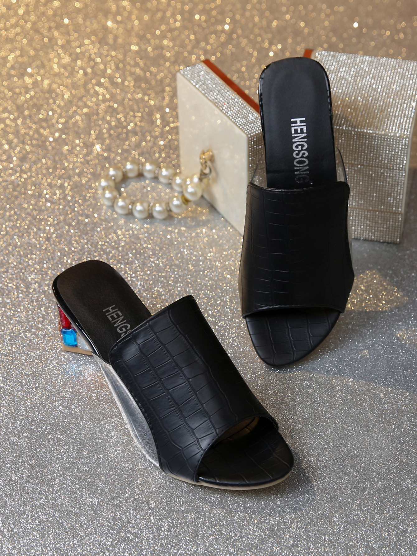 Women's Chunky Heel High Heels Summer plus Size Color Block Slip on Sandals Comfortable Casual Party Wedding Shoes_vogvips.com