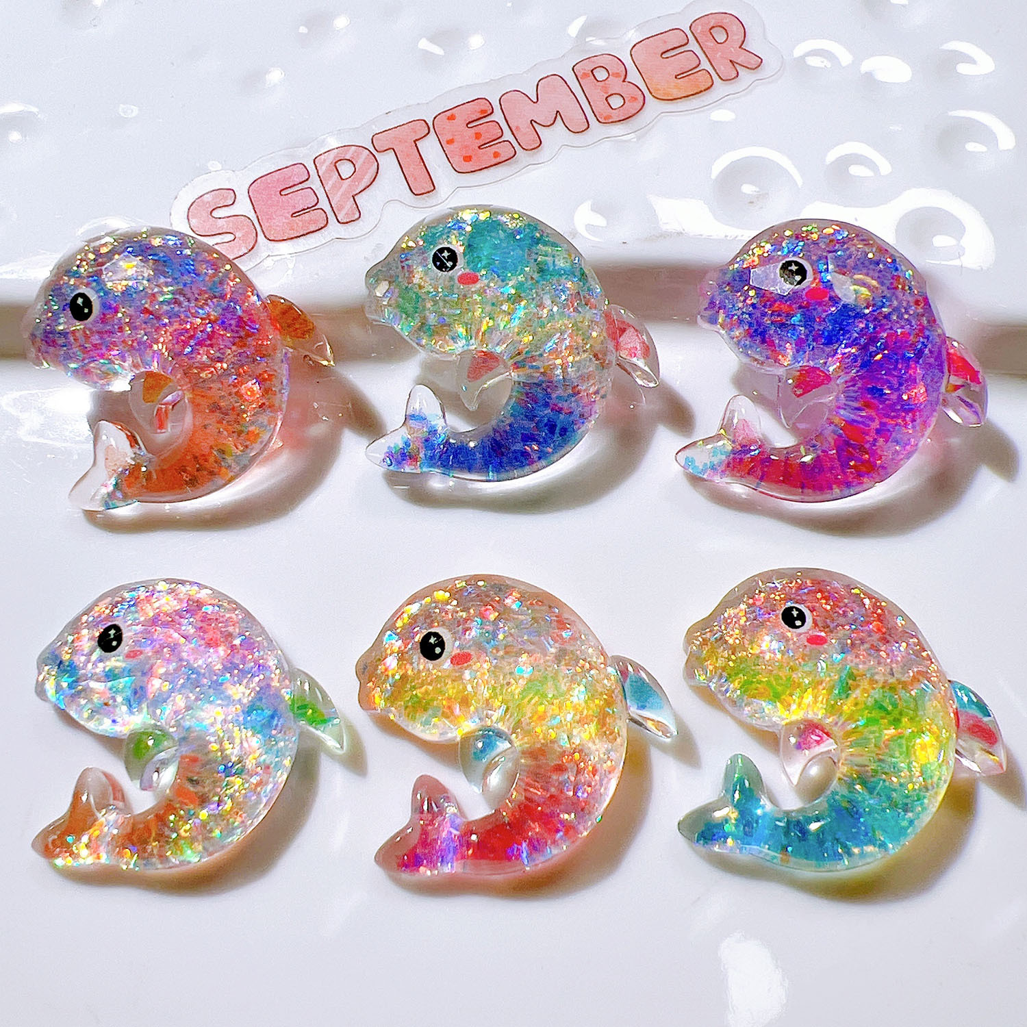 樹脂部品卸売り手作りアクセサリーdiy靴花子供頭飾り玩具セットabゴムグラデーション色イルカ