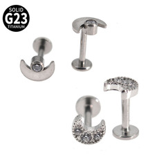 G23 Titanium 16G Moon Inner Tooth Titanium Alloy Diamond Lip Stud Earrings Piercing Jewelry Amazon Piercing