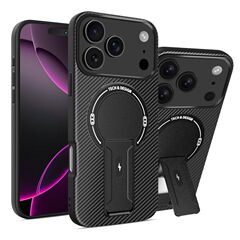 适用iPhone17品盾碳纤维纹理支架手机壳苹果16磁吸充电防摔保护套