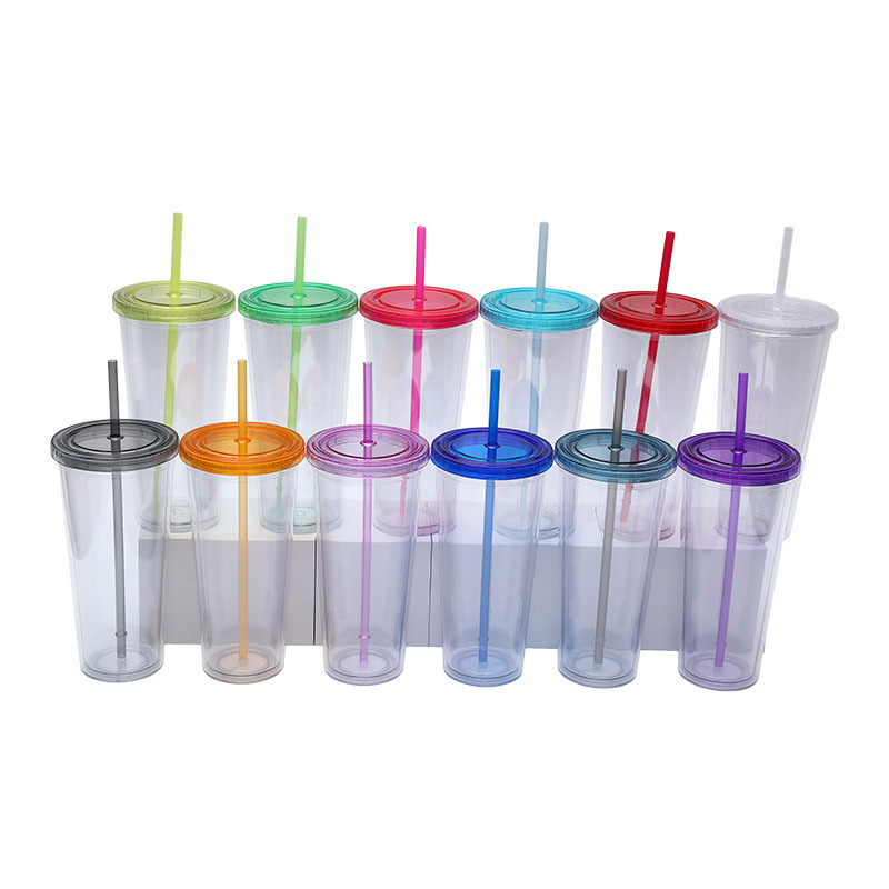 Factory direct supply spot 24oz plastic pipette Cup creative transparent cold drink cup logo printing color Cup