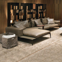 意式轻奢真皮沙发三人高档客厅组合小户型整装极简转角L型皮沙发