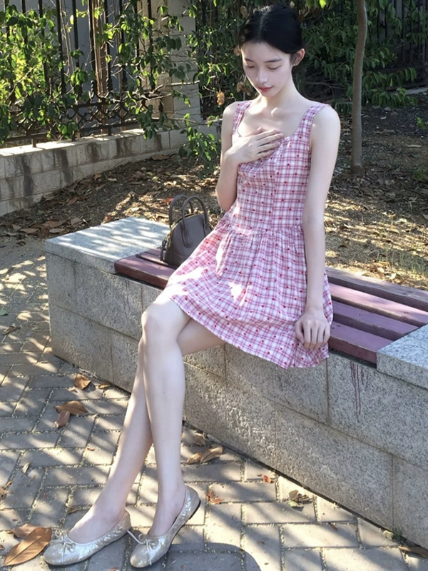 Летняя милая и игривая девчачья клетчатая юбка трапециевидной формы, миниатюрная короткая юбка, корейское платье, женская одежда