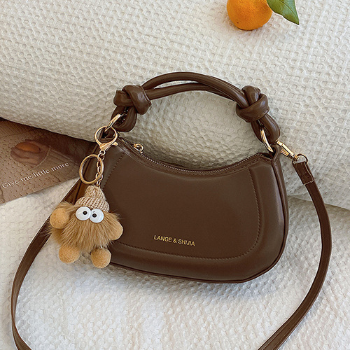 The 2025 Spring Popular Fashion Versatile Solid Color Knot Top Handle Bag Korean Style Crossbody Bag for Women