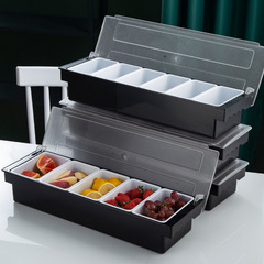 吧檯調料盒水果保鮮盒奶茶店三格四格五格六格果盒廚房調味盒帶蓋