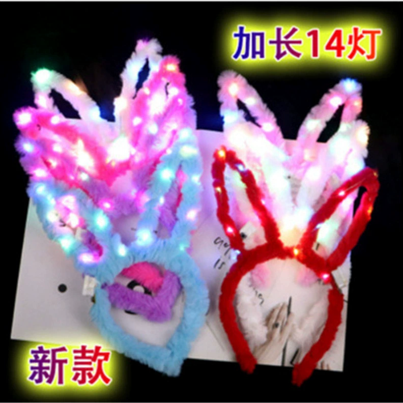 Хэллоуин Рождество горячая Распродажа 14 огней большие светящиеся кроличьи уши повязка на голову ночной рынок сценический концерт Плюшевые Головные уборы