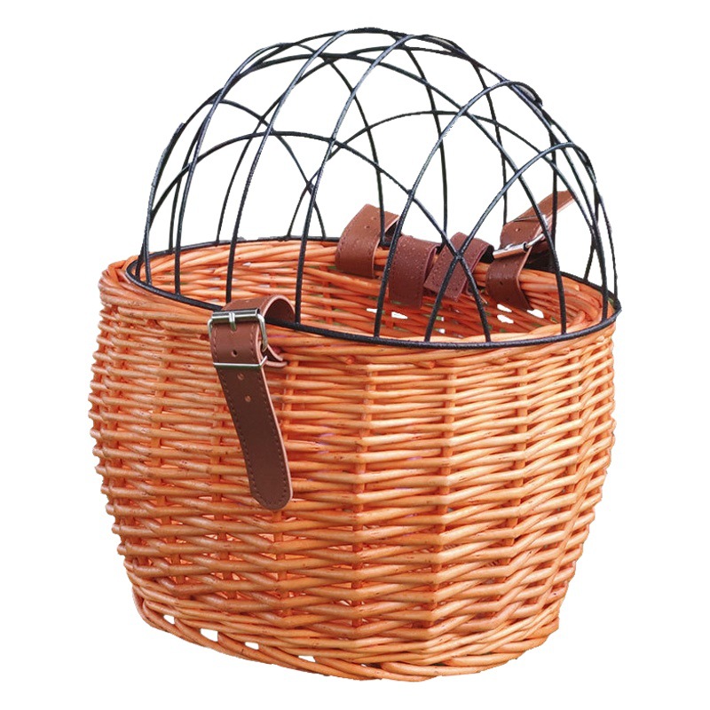 Cesta para mascotas cesta de almacenamiento cesta de bicicleta de hierro con tapa cesta de almacenamiento de mimbre jaula de perro jaula de gato con tapa