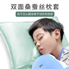 现货儿童双面真丝枕套桑蚕丝针织纯色单人真丝枕头套丝滑亲肤枕套