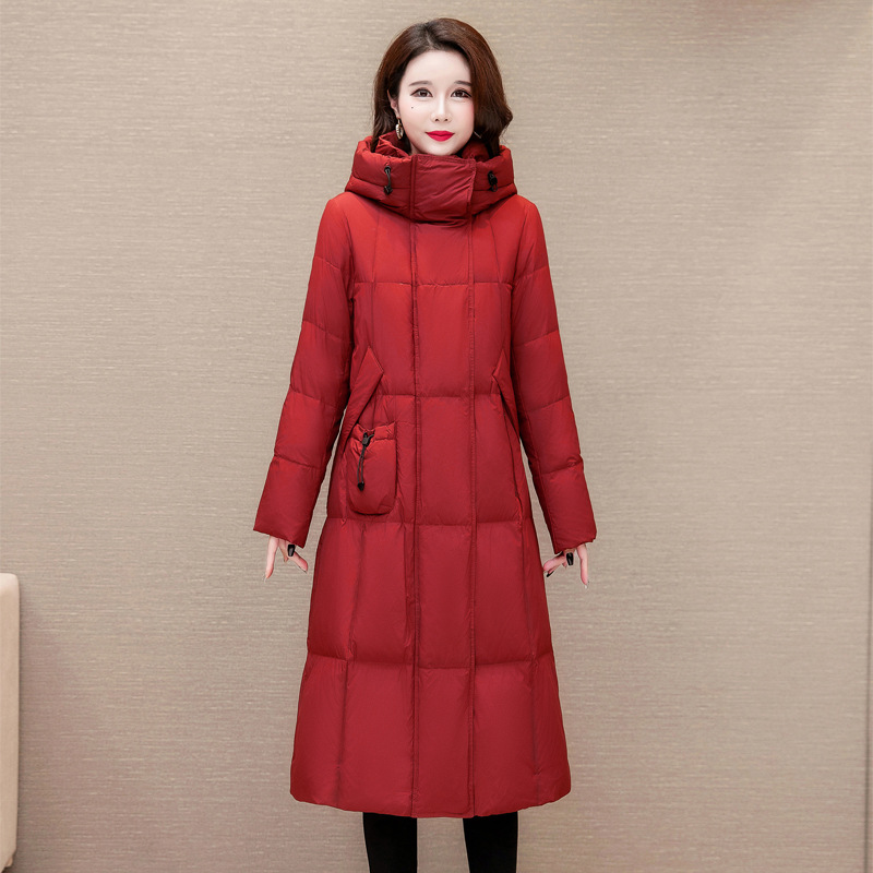 Chaqueta larga de algodón encapuchado para mujeres invierno 2024 nuevo estilo coreano suelto engrosado y cálido abrigo de temperamento de la madre